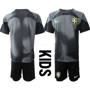 Brazílie Brankářské Dětské Domácí dres komplet MS 2022 Krátký Rukáv (+ trenýrky)